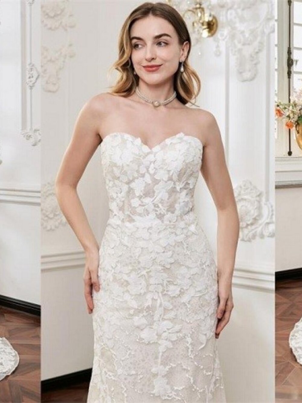 Darius Cordell - WT4879 - strapless embroidered wedding gown